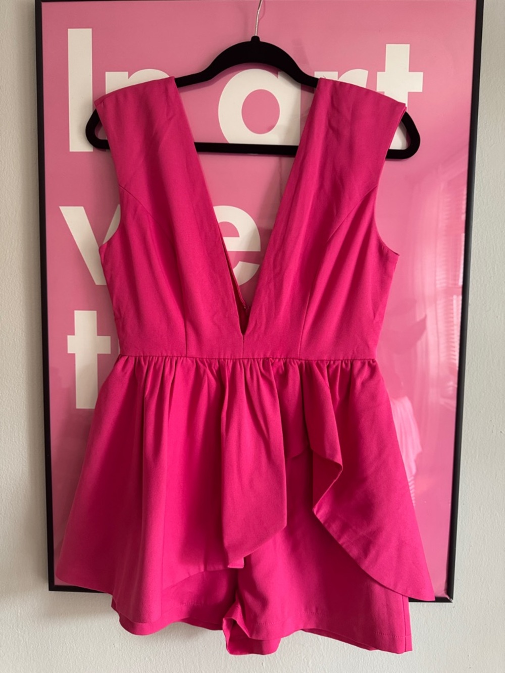 Hot Pink V-Neck Sleeveless Romper